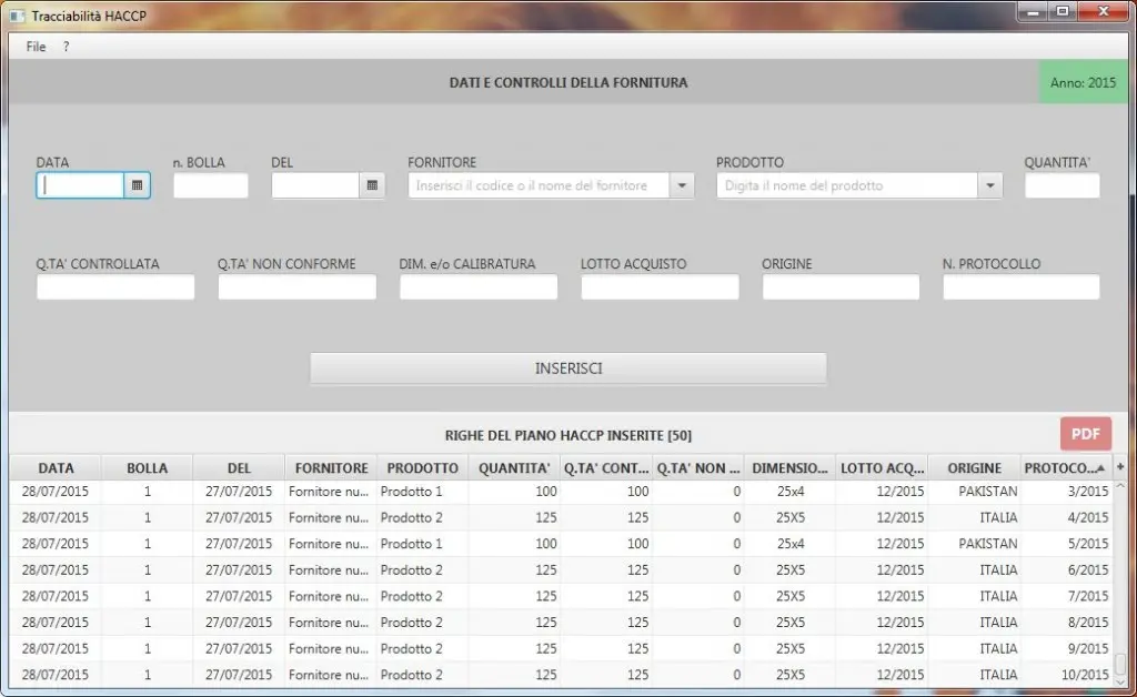 Haccp Trace versione 1.1 Gennaio 2015